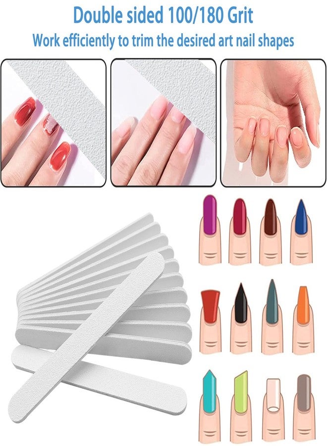 GigaGround White Nail Files (12 Pack), Professional 100/180 Grit Double-Sided Emery Boards for Natural Nails, Acrylics & Gels, Durable White Fingernail and Toenail File Kit for Manicure & Pedicure - Image 2